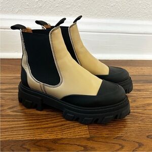 Ganni Chunky Two-Tone Chelsea Boots